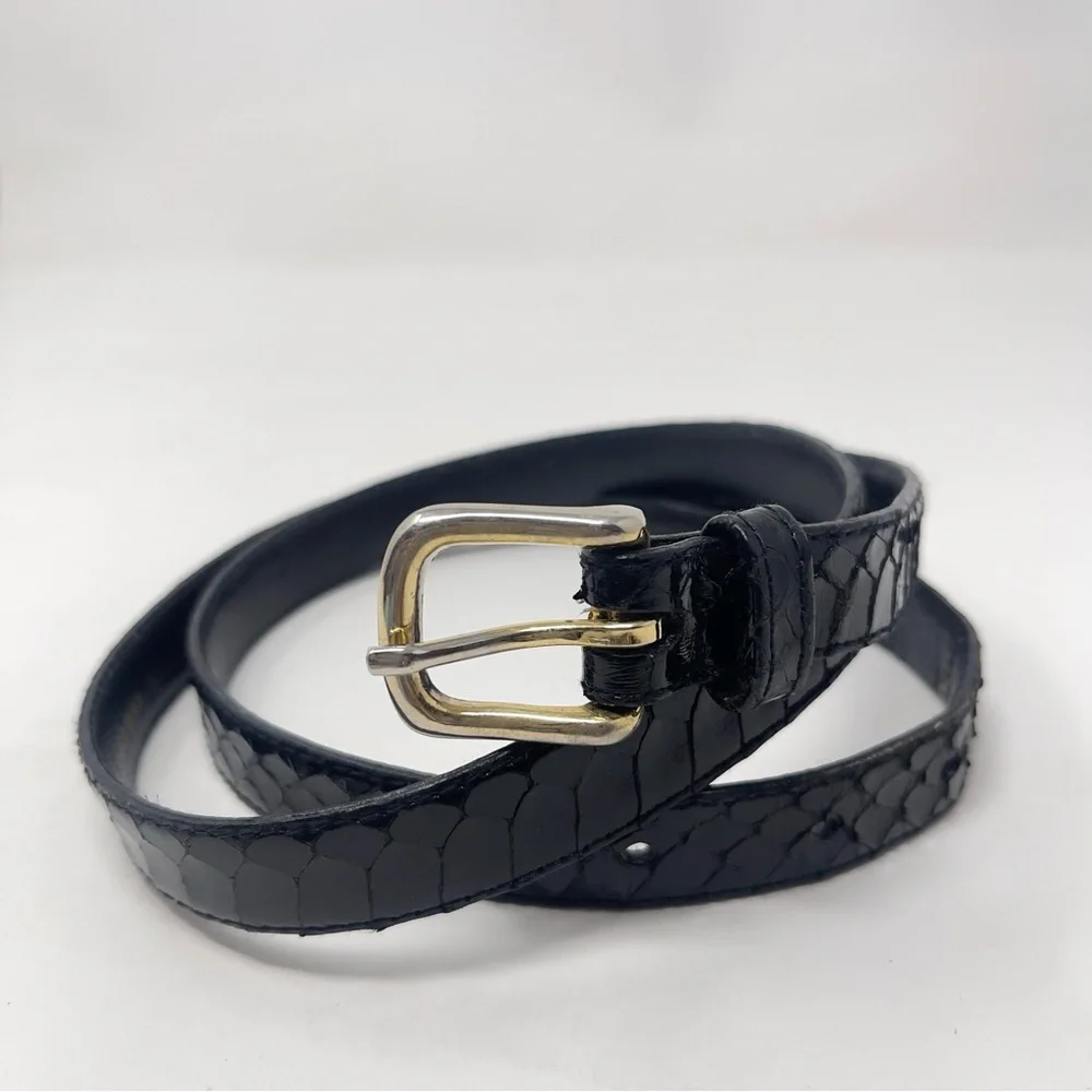 Vintage Genuine Snakeskin Leather Belt, Black –‎ The Leather Shop Made in Taiwan